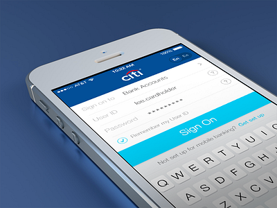 Citibank App Concept app apple bank citi clean ios ios7 iphone log in login simple ui