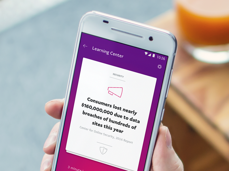 Learning Center Concept learning gradient cards android paypal education app