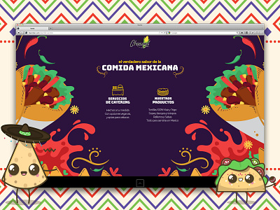 Toonish Design for Mexican Food Web design flat food front end design frontend illustration menu mexican ui ux web website