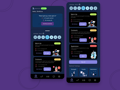 Sports Training App UI