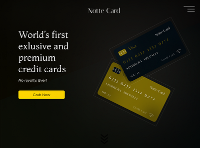 Credit card website landing page UI design dark dark theme design ui uiux design user interface user interface design web design