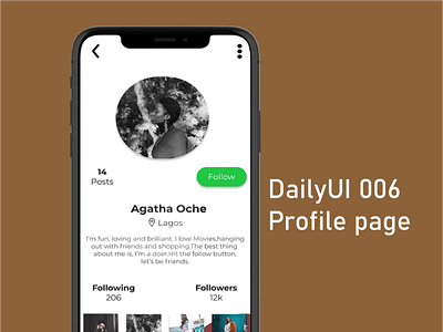006 Profile page app dailyui dailyuichallenge design profile page ui userprofile ux