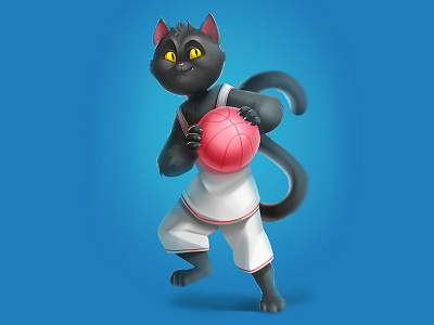 Hello! basketball cat debut illustration