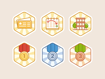 Achievements badges achievement badges booking icons