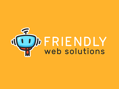 Friendly Web Solutions Logo character digital logo logoype robot web