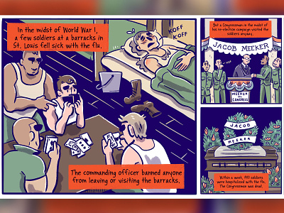 Pandemic of the century cartoon comic comics comics journalism comicsart digital digital art pandemic procreate spanish flu the nib