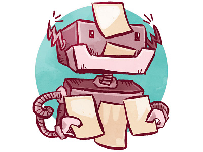 Fax machine illustration robot