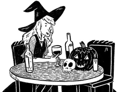 Poisonous brew blackandwhite halloween illustration inktober spooky witch