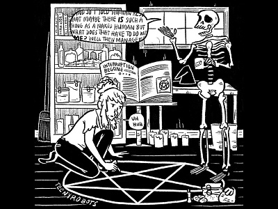 🙃🚪💀 black and white halloween illustration inktober inktober2018 office skeleton witch