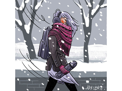 Chilly digital illustration procreate walking winter