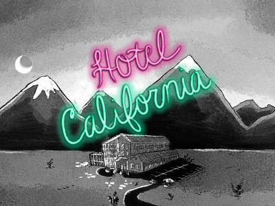 Hotel California comic comics digital comic neon neon sign romance the eagles