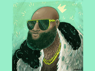 Rick Ross digital hiphop illustration portrait procreate rick ross