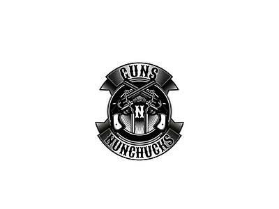 guns n nunchucks design logo vector