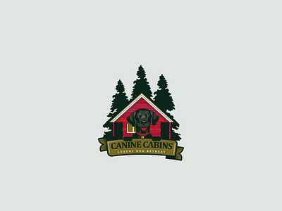canine cabins design logo vector