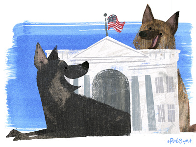 The first dogs to love the mailman 🗳 🐶🐕 📫 🇺🇸⁠ book illustration childrens book childrens book illustration dog dog illustration dogs election 2020 illustration illustrator kidlit picture book president textures