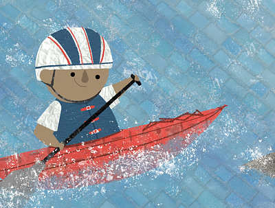 Little Olympians Kayaker book illustration character design childrens book collage design digital painting drawing graphic design illustration kidlitart olympics painting picture book