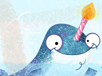 Happy Birthday Narwhal birthday character design childrens book childrens illustration cintiq happy birthday illustration narwhal ocean photoshop robsayart wacom