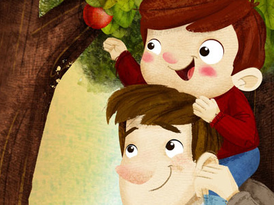 Fall Fellas Apple picking apples character design childrens book fall illustration people