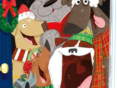 Happy Holidays Dribbble! childrens book childrens illustration christmas dogs holiday kidlitart