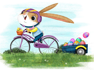 Easter Egg Delivery Bunny bicycle bunny childrens book childrens illustration easter eggs illustration kidlitart