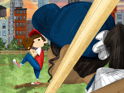 Summer Nights and ⚾️ ⚾️ ⚾️ baseball childrens book illustration city digital painting illustration kidlitart kids photoshop picture book storybook