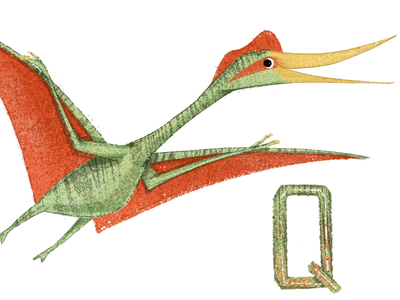 Q is for Quetzalcoatlus alphabet book illustration character design childrens book dinosaur illustration illustrator kidlit kidlitart picture book procreate