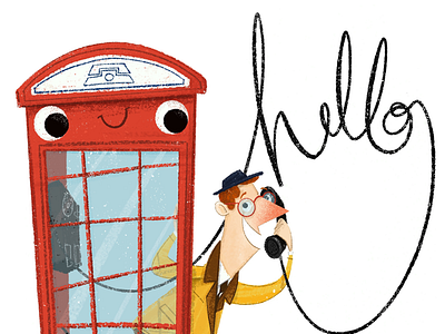 ☎️ Hello artwork book illustration character character design hello illustration illustrator phone phone booth picture book story