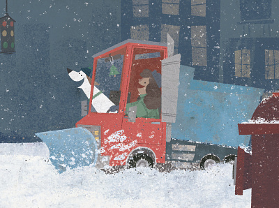 Happy Holiday Snow Plow book illustration childrens book childrens illustration christmas collage greeting card holiday illustration kidlit kidlitart picture book picture books snow texture textures winter