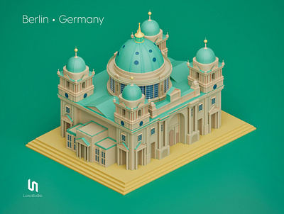 Berlin, Germany - 3D low-poly illustration 3d 3d art architecture background blender cathedral church city classical design europe illustration isometric art low poly pray religion stylized ui