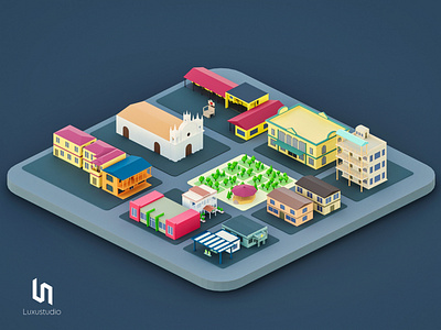 Low poly City - Isometric design