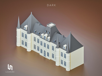 Helge's house - D A Я K 3d 3d art big blender brown castle city dark design germany illustration isometric art low poly netflix stylized time ui
