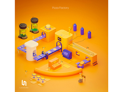 Pizza factory - 3D Illustration