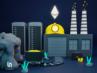 Ethereum - 3D Illustration 3d 3d art blender business crypto dark design diamond graphic illustration industry isometric art low poly mining server stylized ui