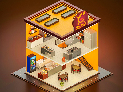 Isometric restaurant 3D