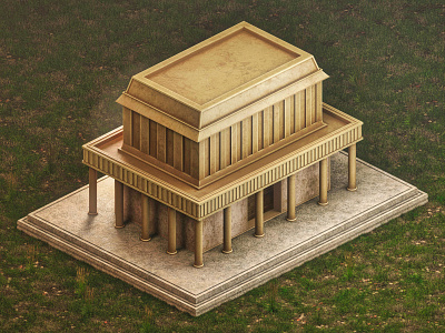 3D stylized ancient temple 3d 3d art ancient blender civilization design grass illustration infographic isometric art low poly