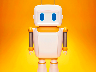 Cartoon robot 3d 3d art ai blender branding character design future illustration modern orange robot ui white
