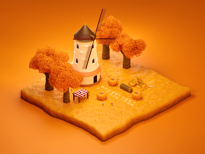 Autumn season - 3D illustration