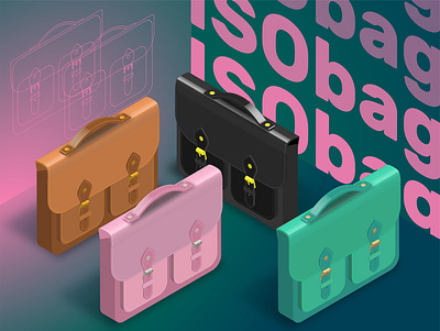 cute_bag illustration isometric vector