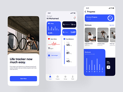 Fitness Tracker App - Mobile app design app branding design fitness graphic design illustration logo ui user experience userinterface vector