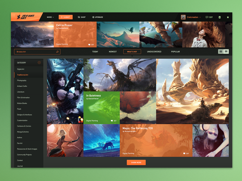 DeviantART Homepage Redesign By Hervé Rbna On Dribbble