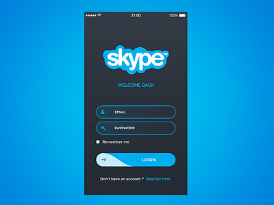 Skype app concept app concept email form in log login redesign sign skype