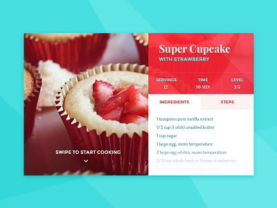 Day 03 - Recipe Card card cook cupcake fmat food list recipe strawberry ui ux