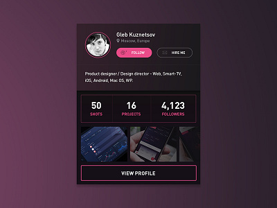 Day 13 - Dribbble Profile Card