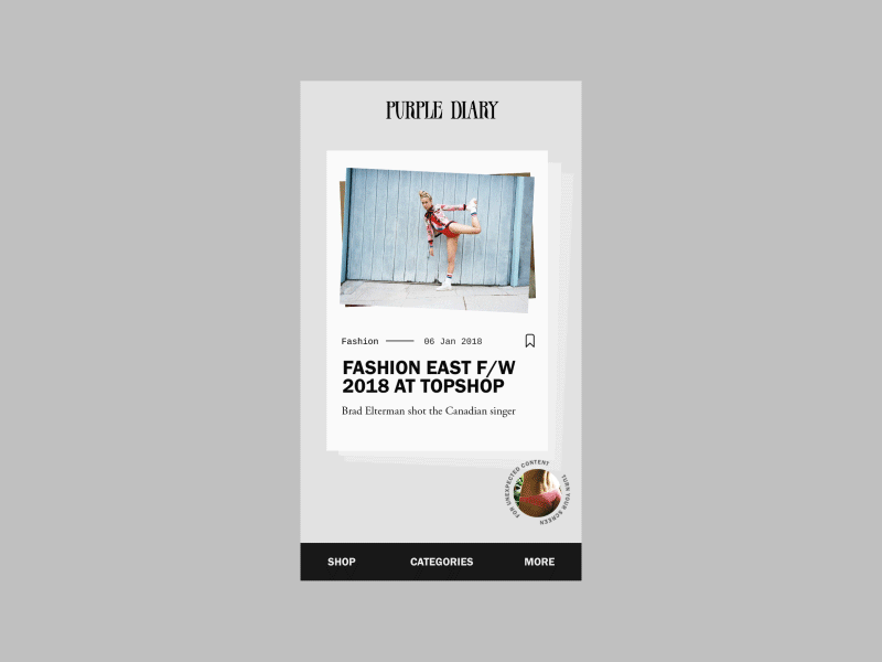 Purple Magazine interaction concept brut content design fashion interaction magazine mobile motion purple slider ui ux