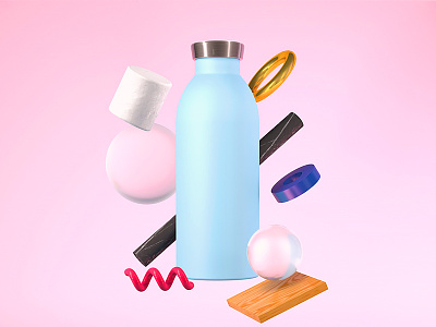 Bottle 3d 4d abstract bottle c4d cinema illustration minimalist object render soft visual
