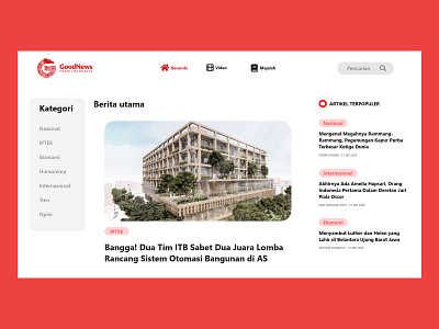 News Portal - Redesign Good News From Indonesia branding desgin gnfi icon illustration minimal news newsportal typography ui uiux ux web