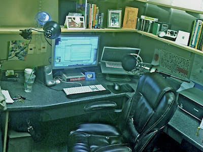 Literally, what I'm working 'on' desk laptop monitor office space workspace