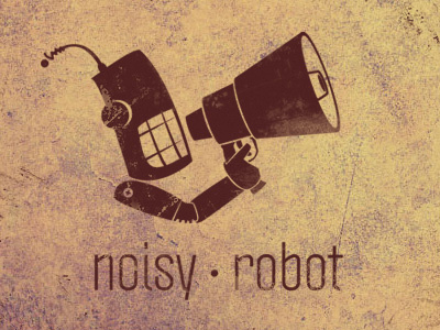 noisy • robot brown grunge logo robot tech vector