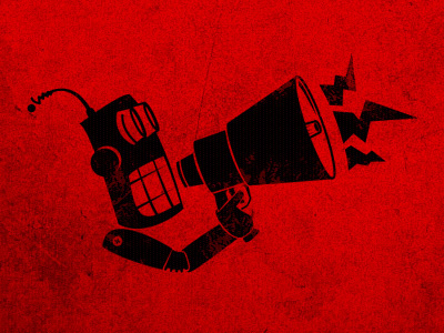 Noisy Robot Logo black logo red robot vector