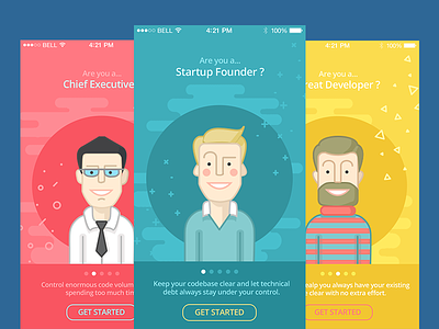 Tutorial App Screens app appdesign characters flat illustration interface ios iphone mobile ui ux